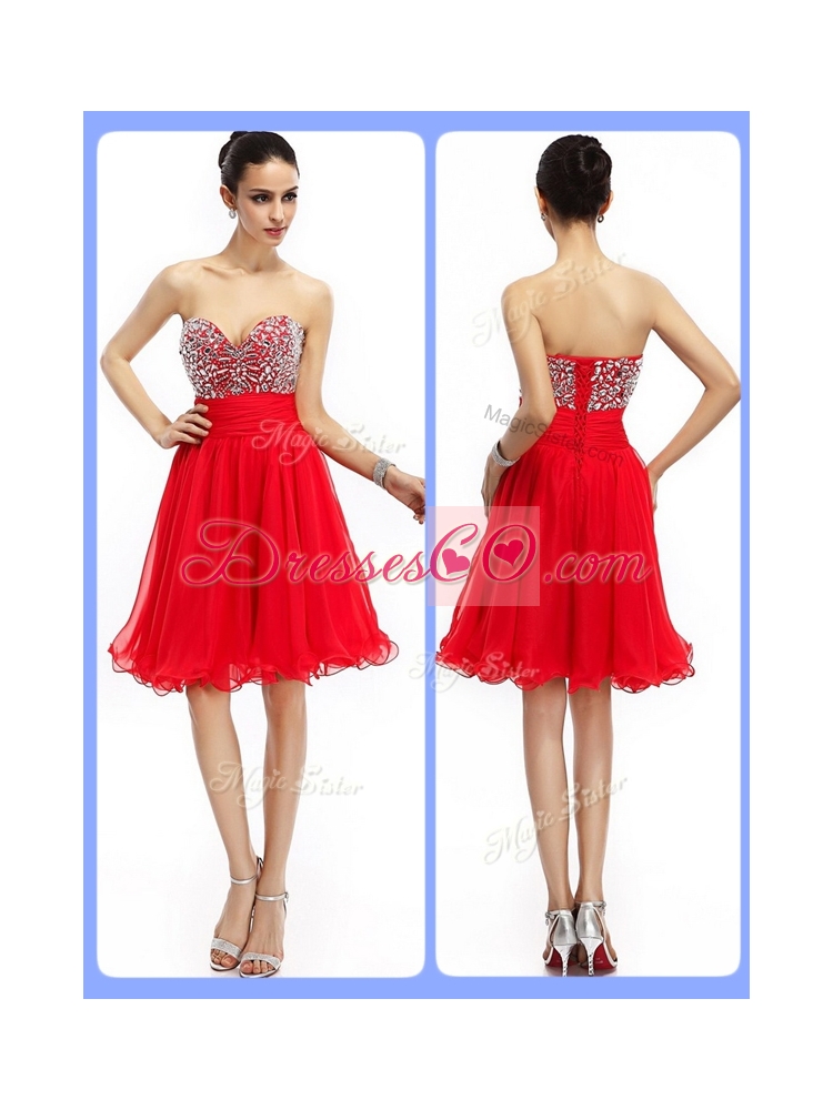 Lovely Short Beading Sexy Prom Dress in Red