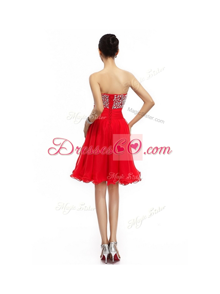Lovely Short Beading Sexy Prom Dress in Red