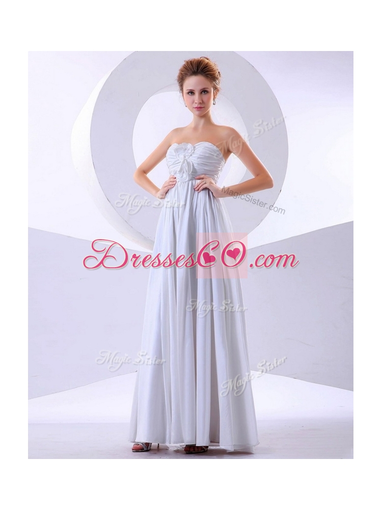 New Style Empire Hand Made Flowers White Prom Dresses