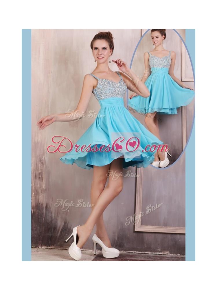 Hot Sale Straps Mini Length Beading SexyProm Dress for Summer