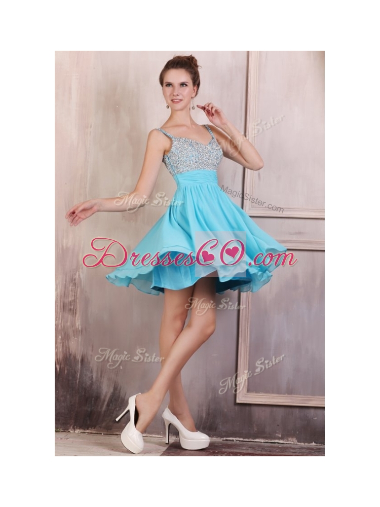 Hot Sale Straps Mini Length Beading SexyProm Dress for Summer