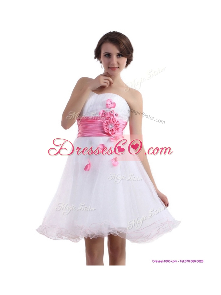 New Style A Line Prom Dress with Hand Made Flowers