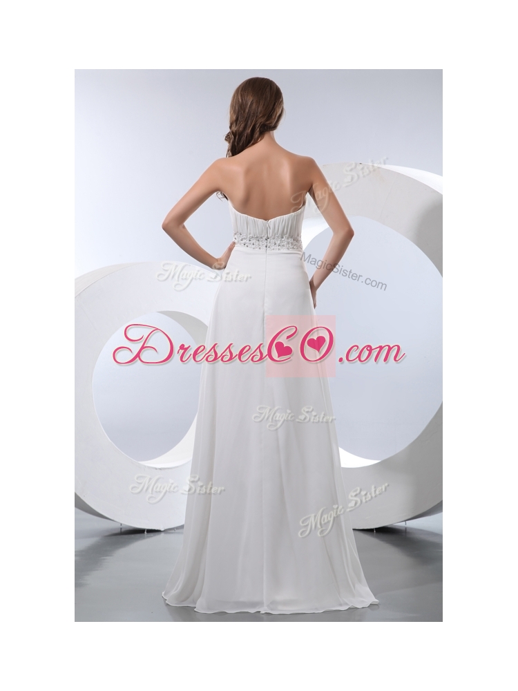 New Style Empire Strapless Beading Prom Dress in White