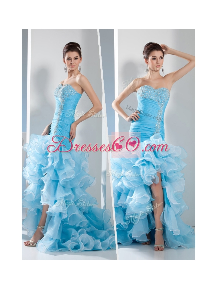 New StyleGorgeous Mermaid Ruffled Layers Prom Dress in Aqua Blue Color