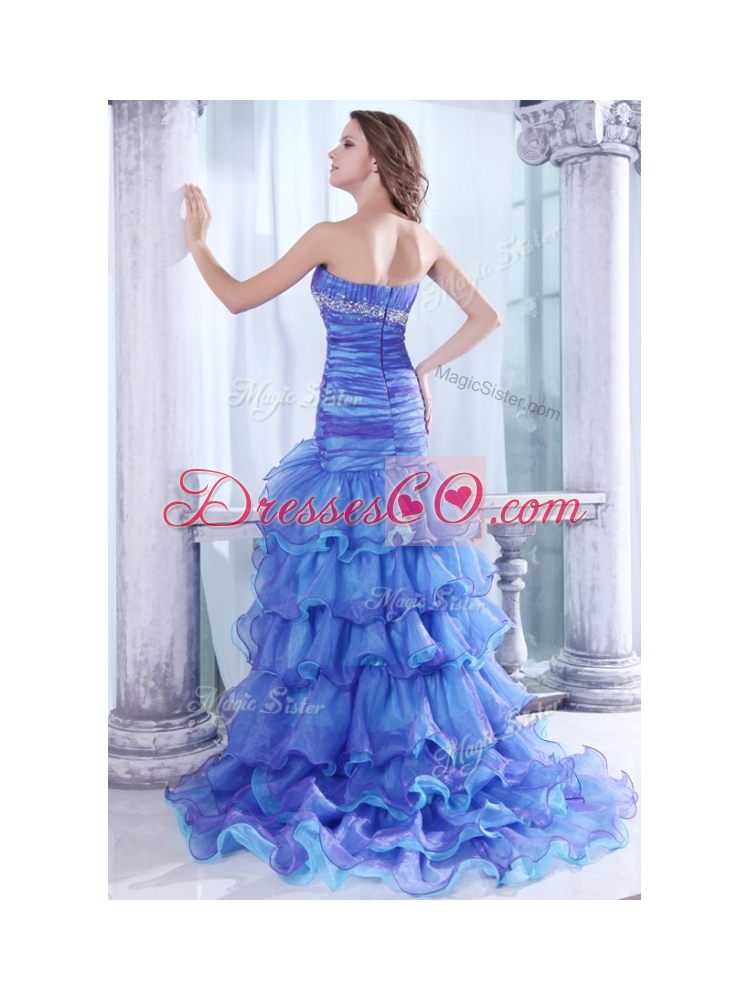 Sexy  Sale Column High Low Beading and Ruffled Layers Prom Dresses
