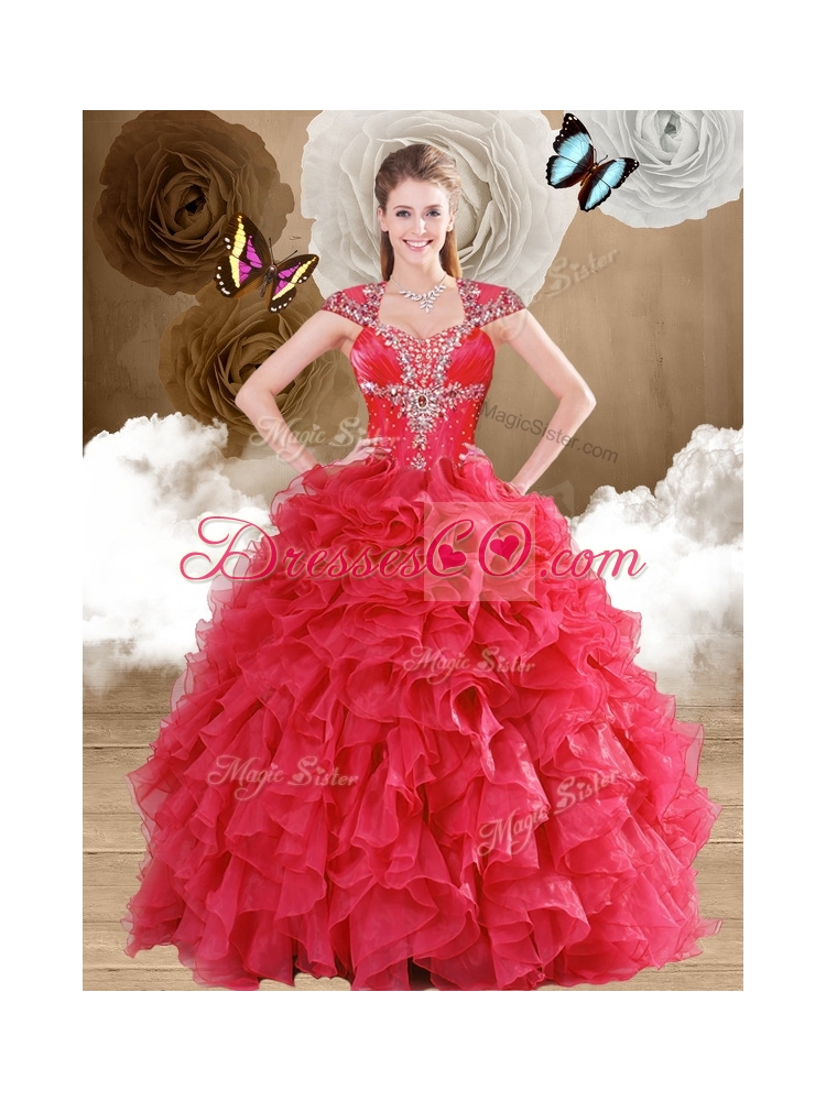 New Style Ball Gown Fuchsia Sweet 16 Quinceanera Dress with Ruffles