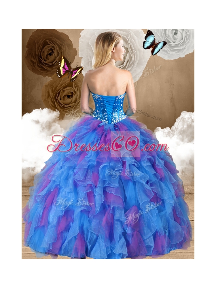 Sweet Ball Gown Ruffles Sweet Sixteen Dress in Multi Color