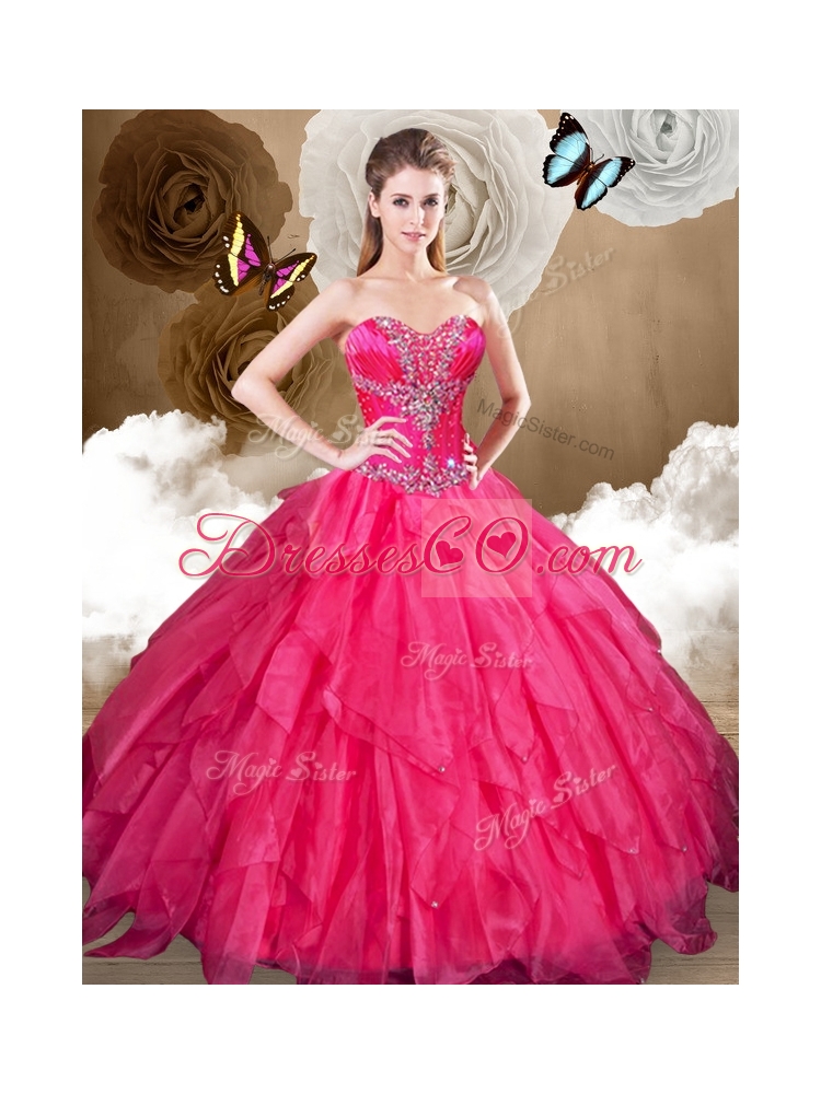 Hot Sale Beading and Red Quinceanera Dresses