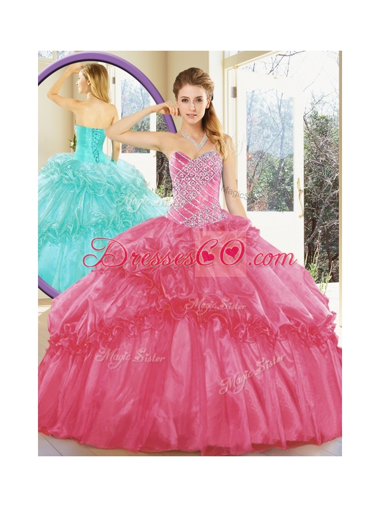 Cheap Ball Gown Quinceanera Dress with Beading and Ruffled Layers for Spring