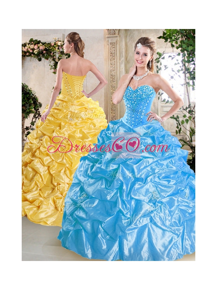 Luxurious Quinceanera Dress with Beading and Pick Ups for Spring