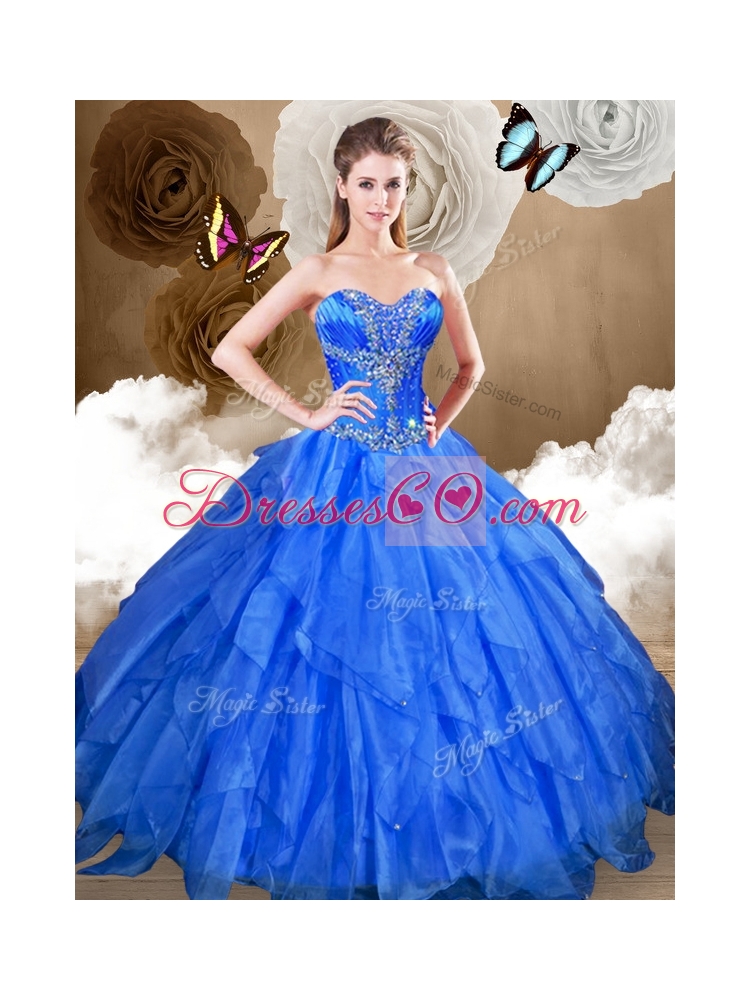 Perfect Ball Gown Sweet 16 Gowns with Beading and Ruffles