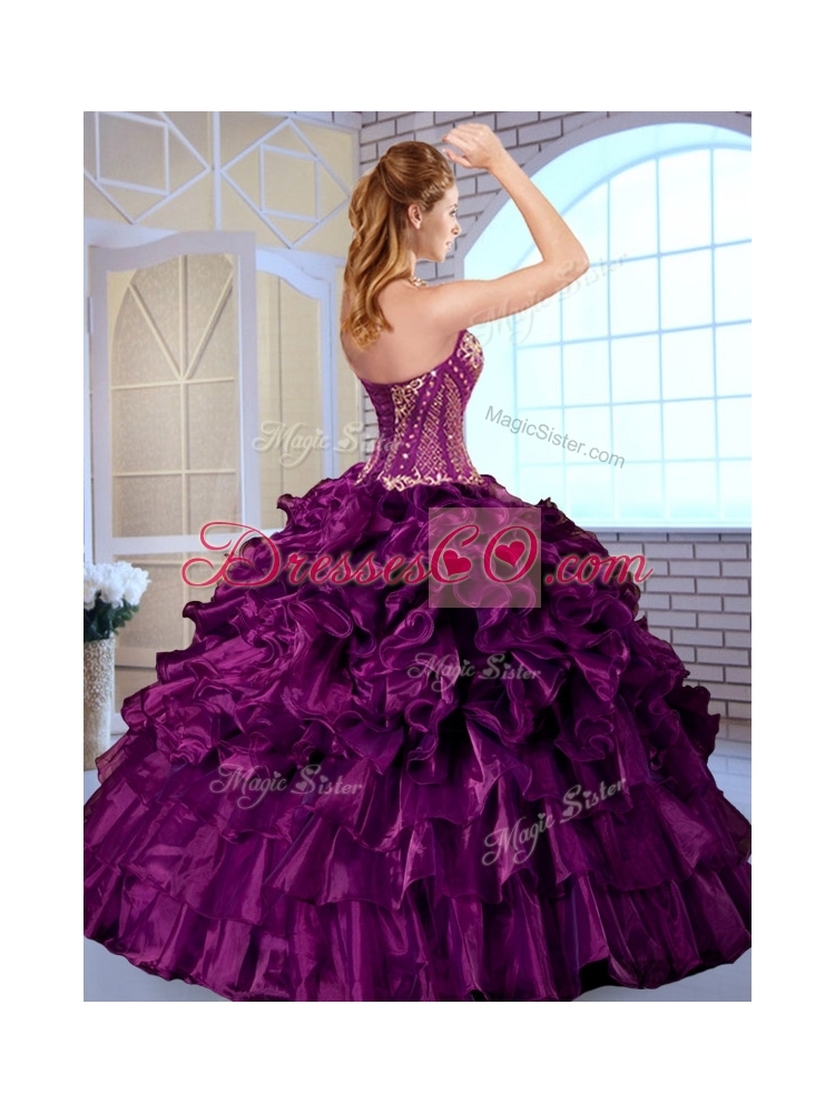 Wonderful Ball Gown Sweet Sixteen Dress with Ruffles and Appliques
