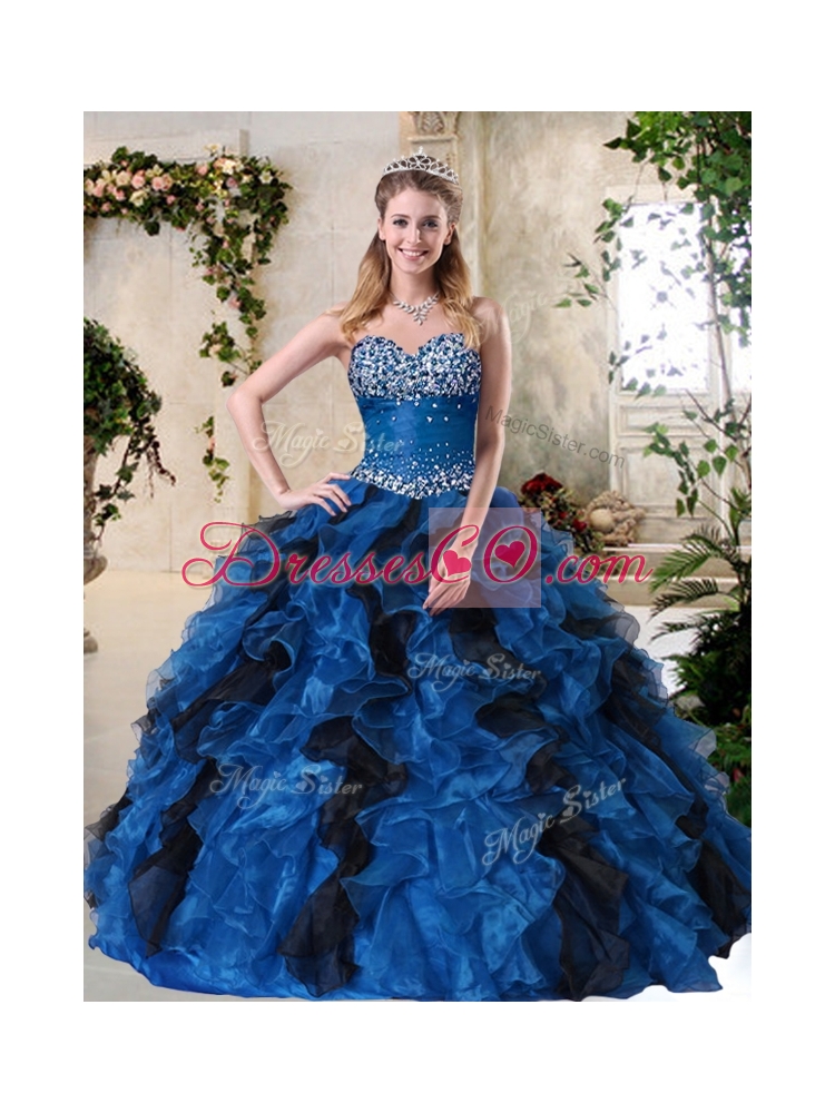 Top Ball Gown Multi Color Sweet Sixteen Dress with Beading and Ruffles