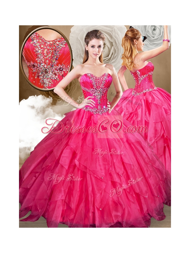 Ball Gown Sweet Sixteen Dress with Beading and Ruffles