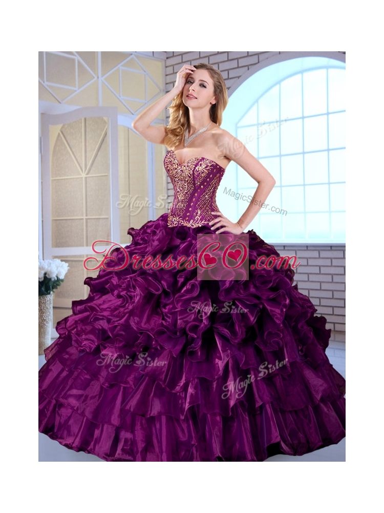 Gorgeous Ball Gown Ruffles and Appliques Quinceanera Gowns