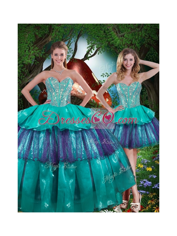 Detachable Quinceanera Skirts with Beading and Ruffled Layers for Spring