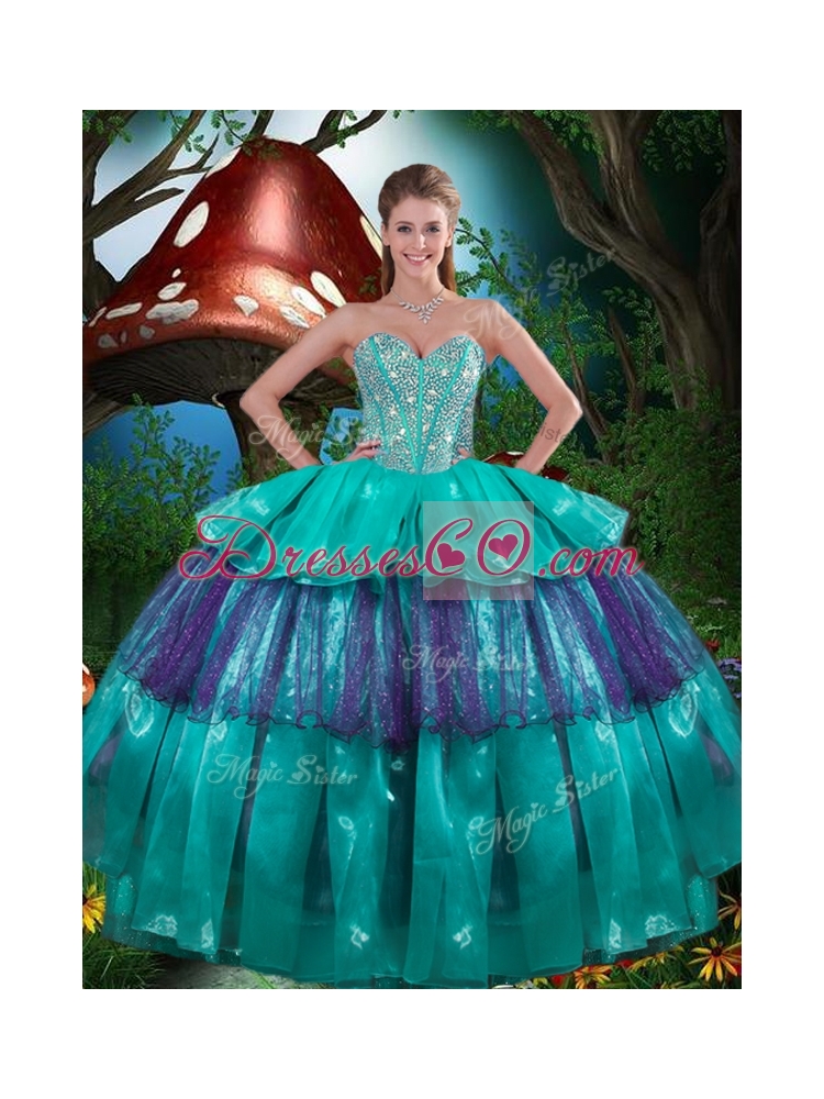 Detachable Quinceanera Skirts with Beading and Ruffled Layers for Spring