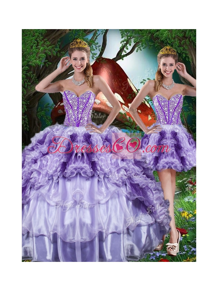 Luxurious Ball Gown Beading and Ruffles Detachable Quinceanera Skirts for