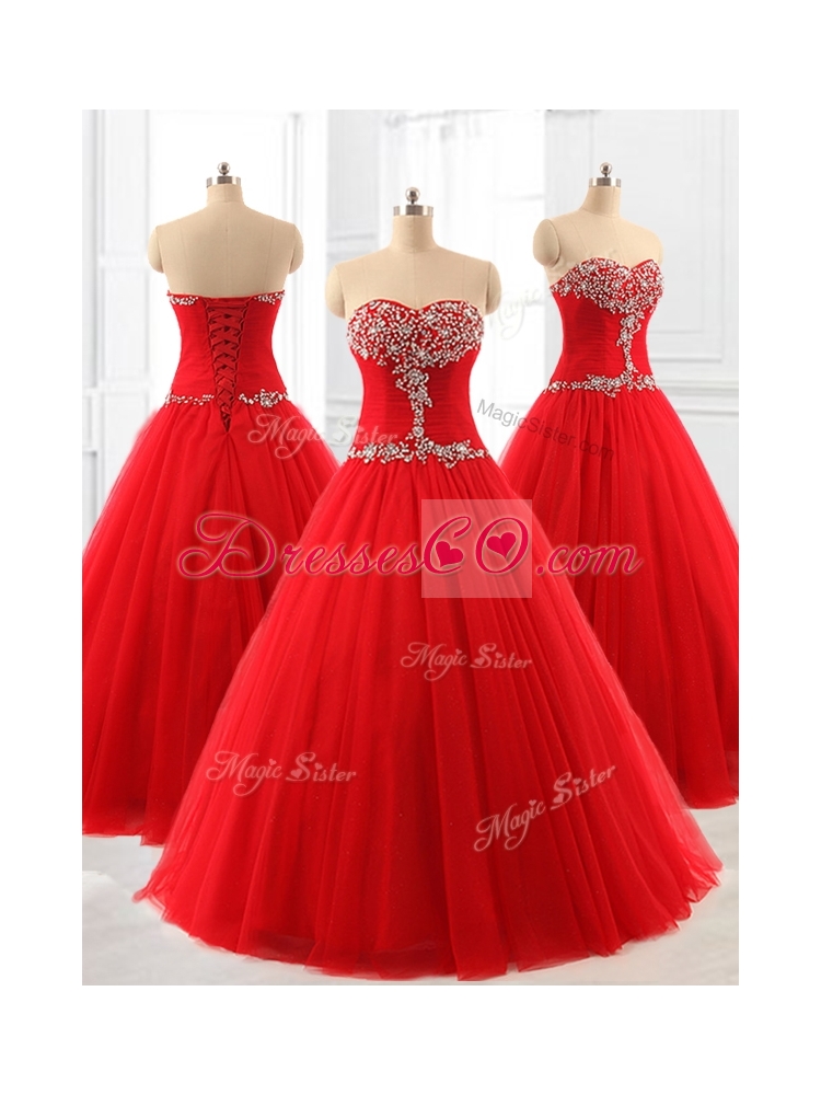 Custom Made A Line Beading Tulle Quinceanera Dress