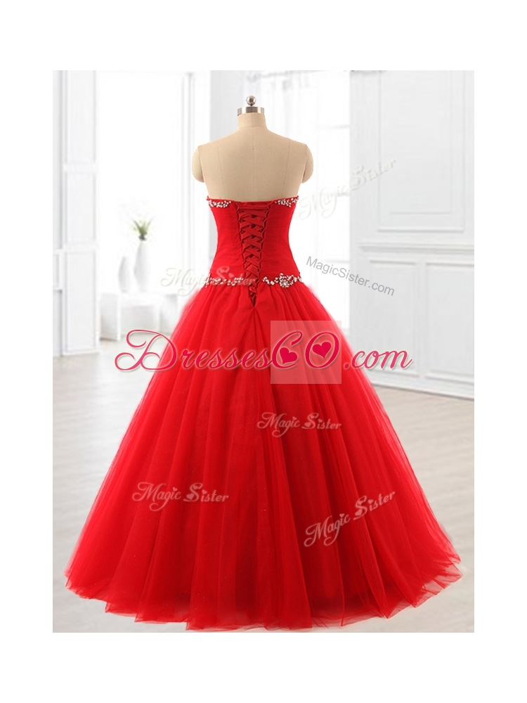 Custom Made A Line Beading Tulle Quinceanera Dress