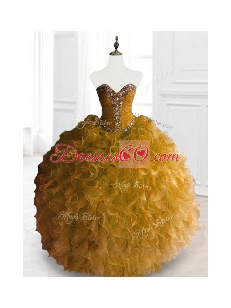 Custom Made  Ball Gown Sweet Sixteen Dress with Beading and Ruffles