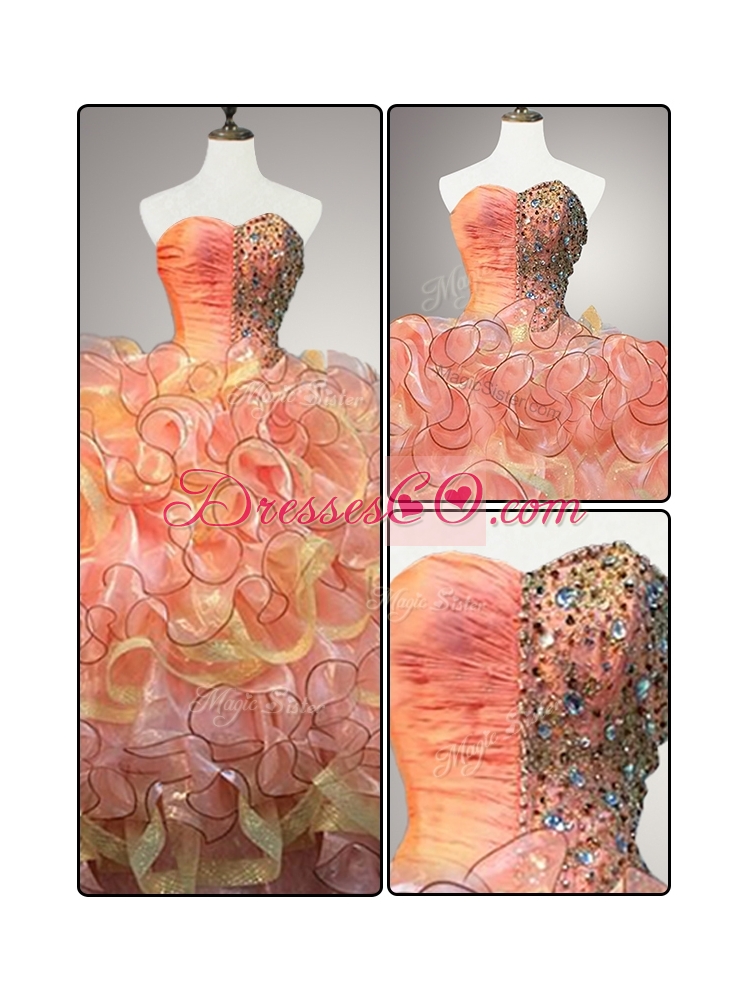 Custom Made  Multi Color Quinceanera Dress with Beading and Ruffles