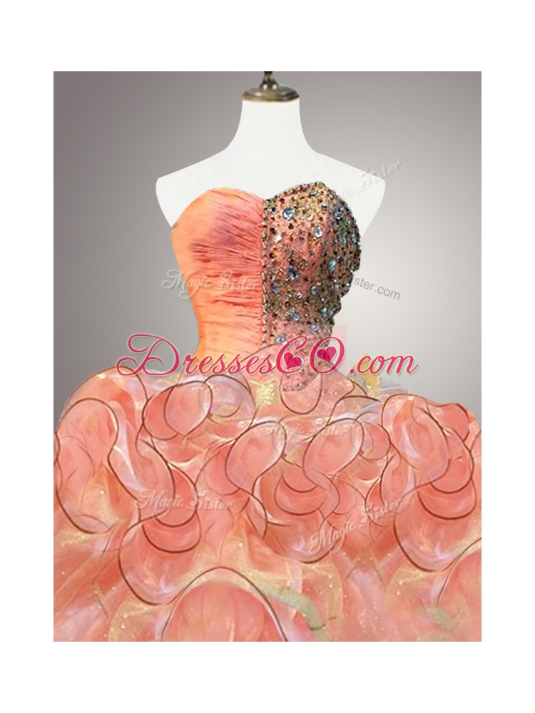Custom Made  Multi Color Quinceanera Dress with Beading and Ruffles