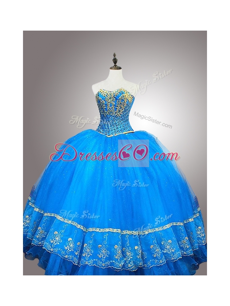 Custom Made Quinceanera Gowns with Appliques and Beading