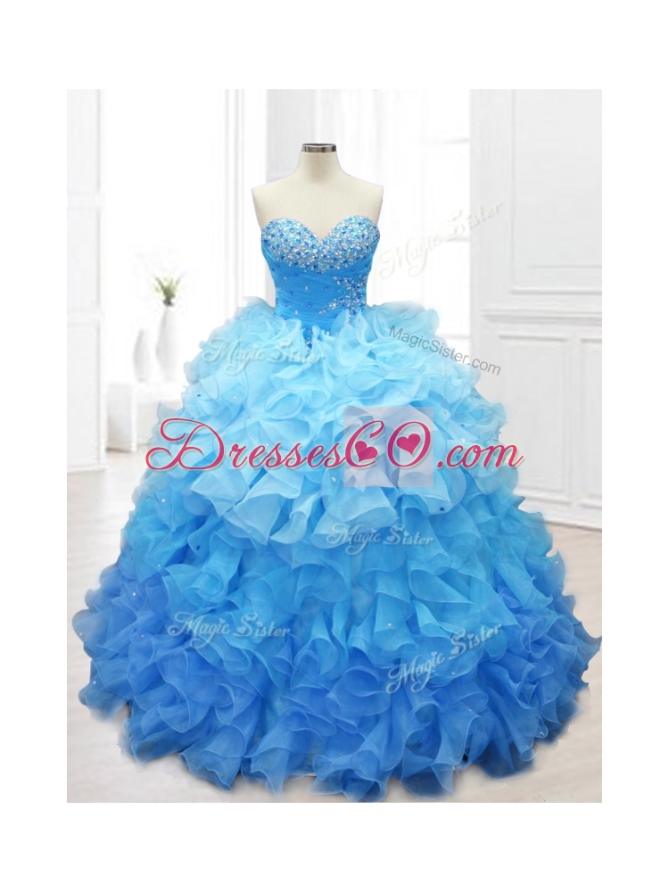 Custom Made Quinceanera Gowns with Beading and Ruffles