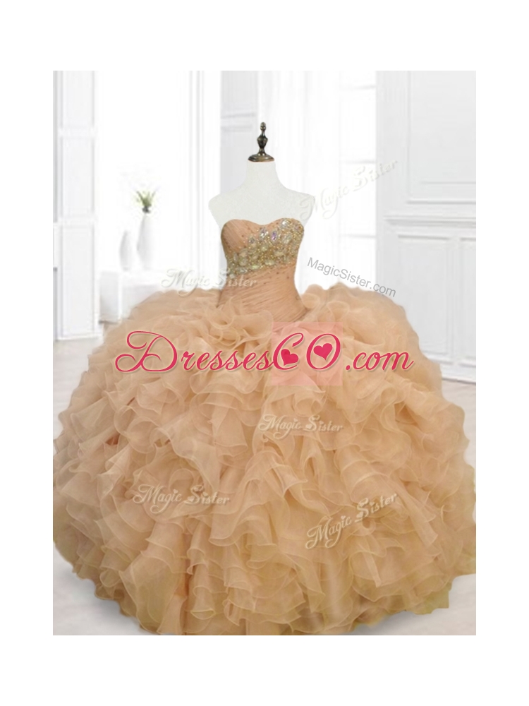 CCustom Made hampagne Quinceanera Gowns with Beading and Ruffles