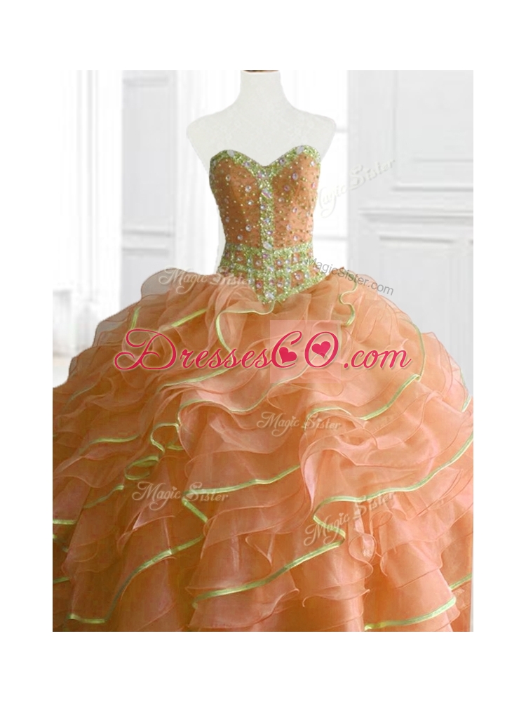 Custom Made  Ball Gown Beading and Ruffles Sweet Sixteen Dress