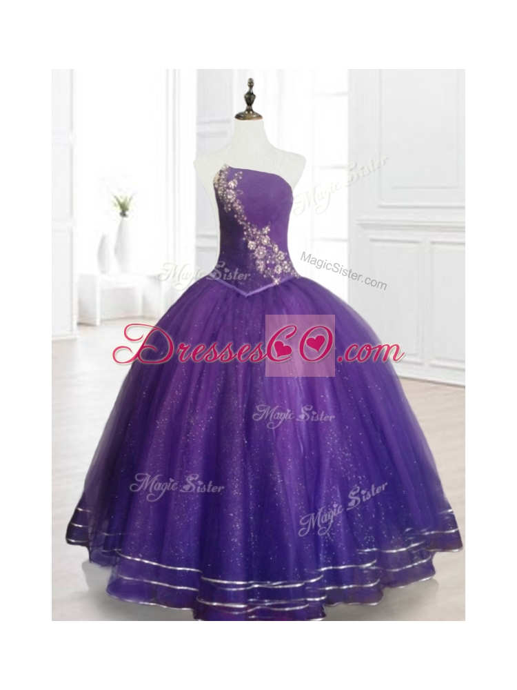 Custom Made Ball Gown Strapless Organza Quinceanera Dress with Beading