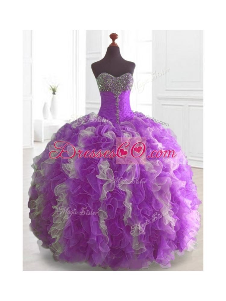 Custom Made Multi Color Sweet Sixteen Dress with Beading and Ruffles