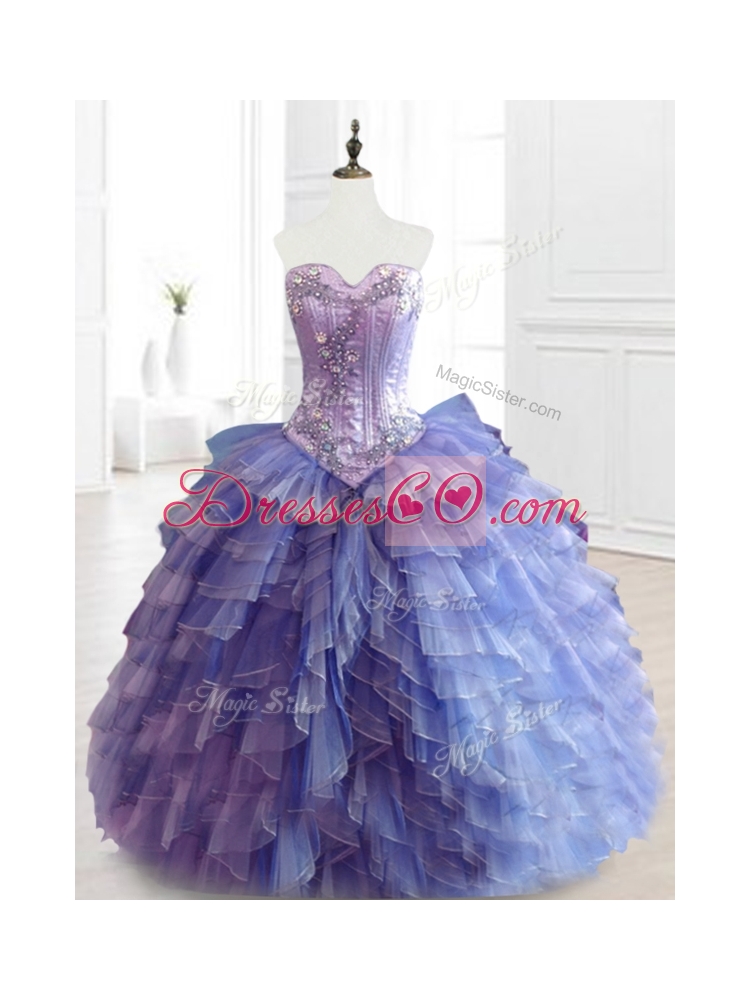 Custom Made Multi Color Quinceanera Dress with Beading and Ruffles