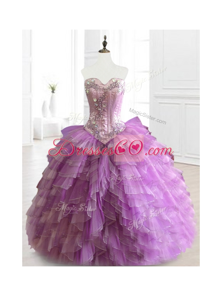 Custom Made Multi Color Quinceanera Dress with Beading and Ruffles