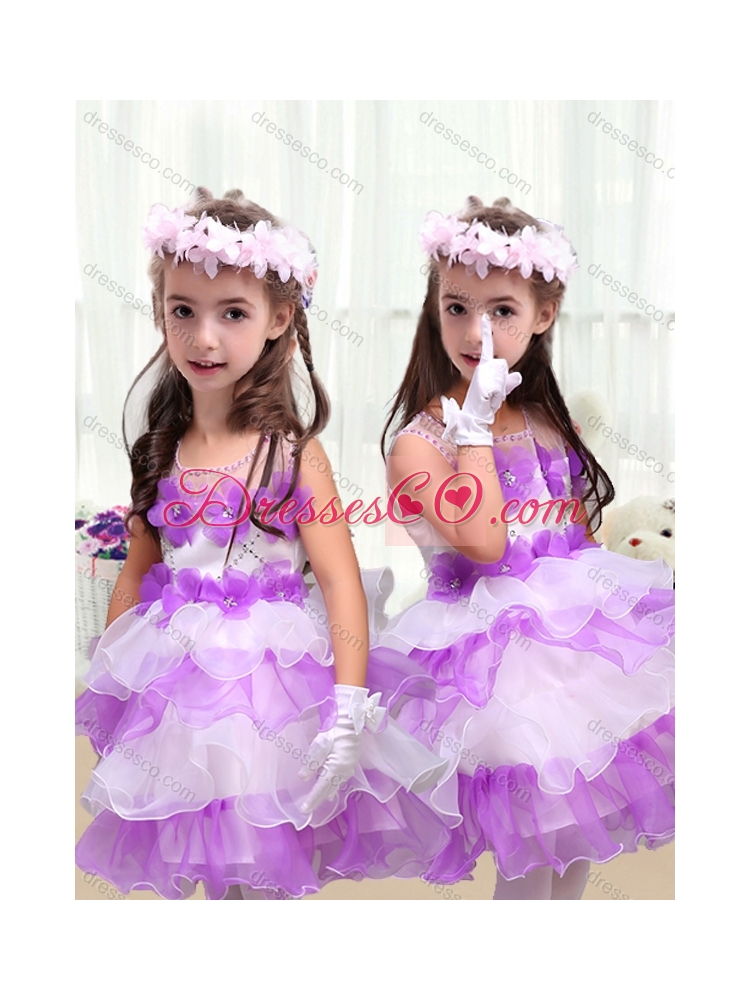 Perfect Short Little Girls Pageant Dress with Appliques and Ruffled Layers