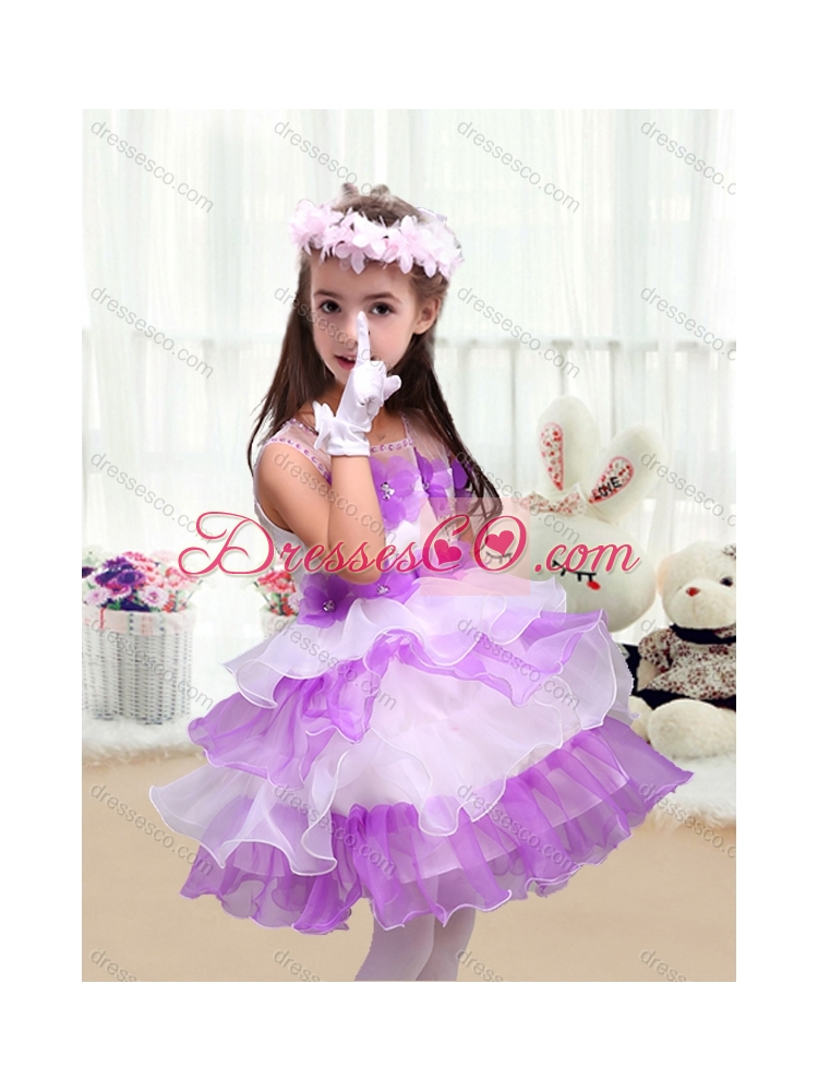 Perfect Short Little Girls Pageant Dress with Appliques and Ruffled Layers