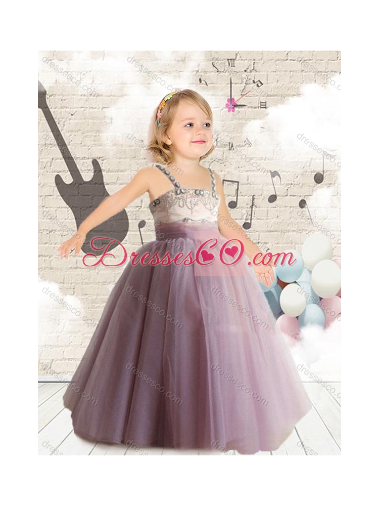Cute Empire Straps Girls Party DressAppliques and Beading