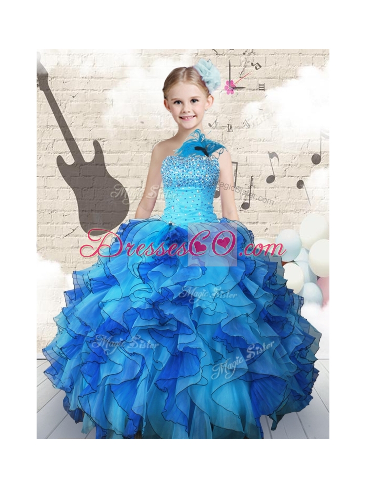 Elegant Beading and Ruffles Little Girl Pageant Dress in Multi Color