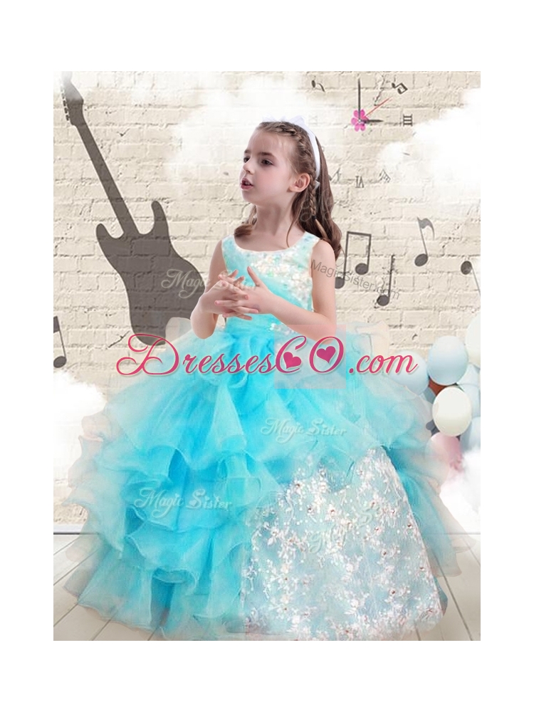 Fashionable Appliques and Ruffles Little Girl Pageant Dress