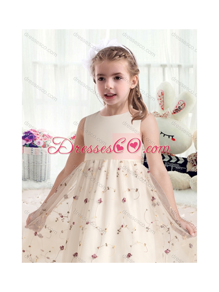 Wonderful Empire Scoop Girls Party Dress with Belt