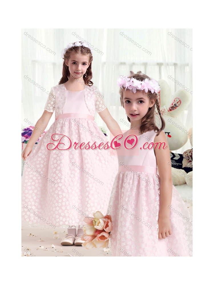 Gorgeous Empire Scoop Latest Flower Girl Dress with Belt