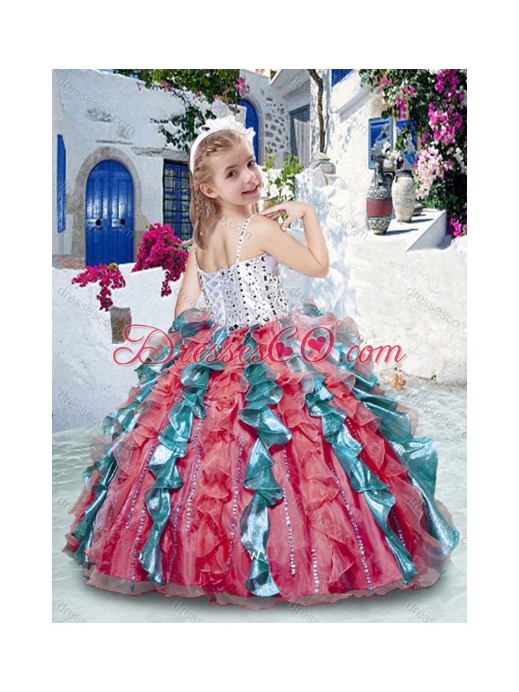 Gorgeous Spaghetti Straps Little Girl Pageant Dress with Beading and Ruffles