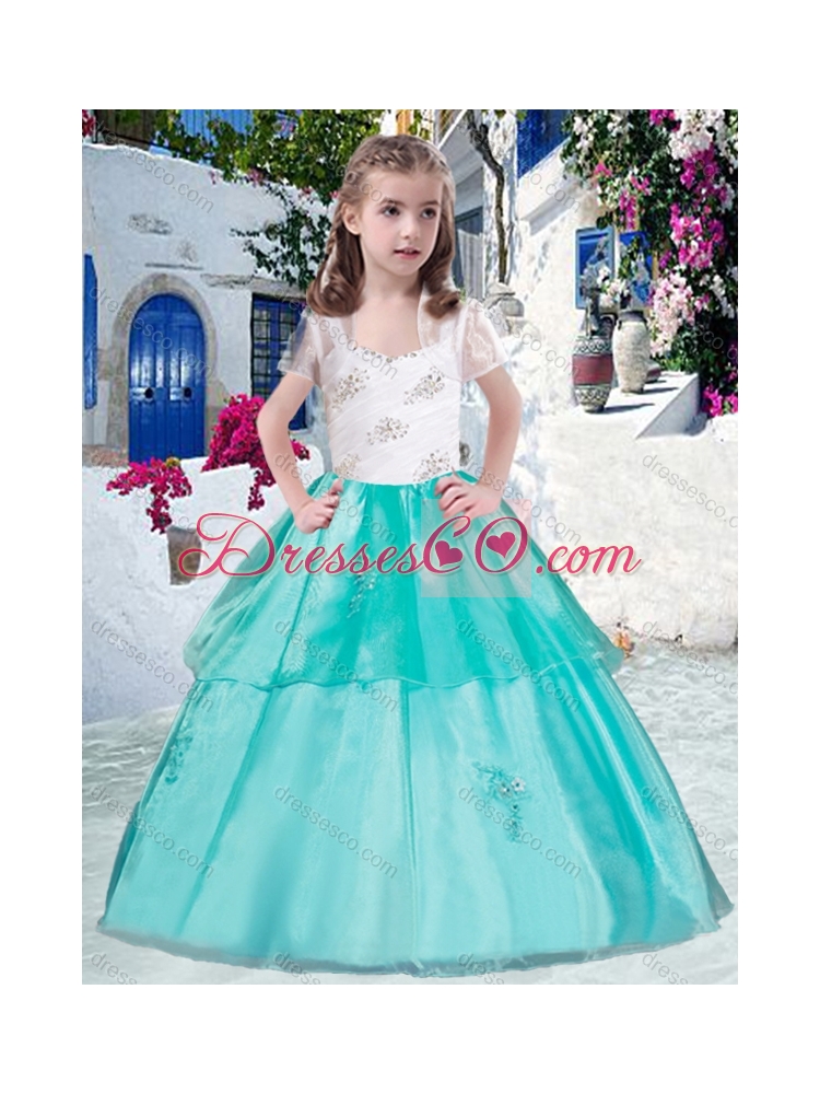 Gorgeous Straps Little Girl Pageant Dress with Appliques and Beading