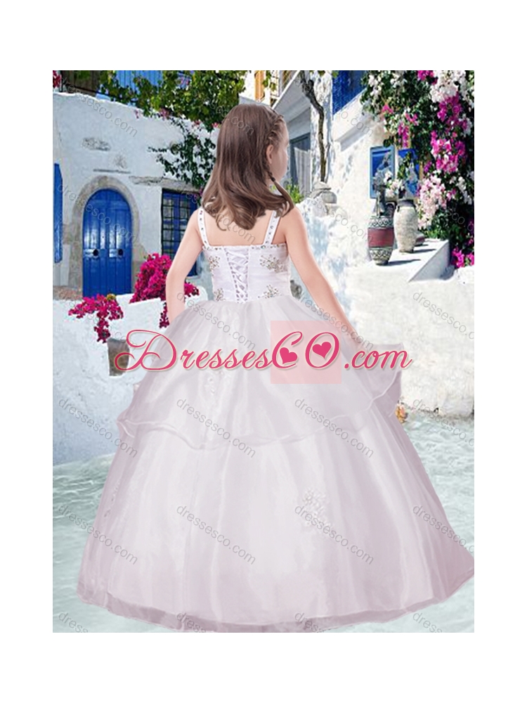 Gorgeous Straps Little Girl Pageant Dress with Appliques and Beading