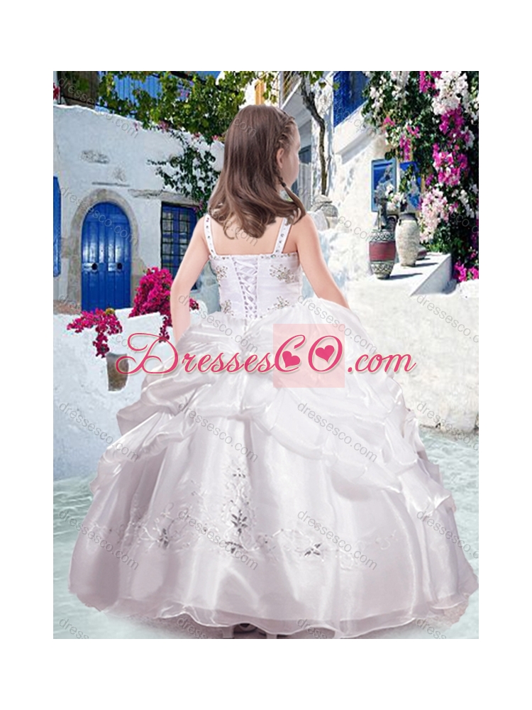 Most Popular Straps Little Girl Pageant Dress with Beading and Bubles