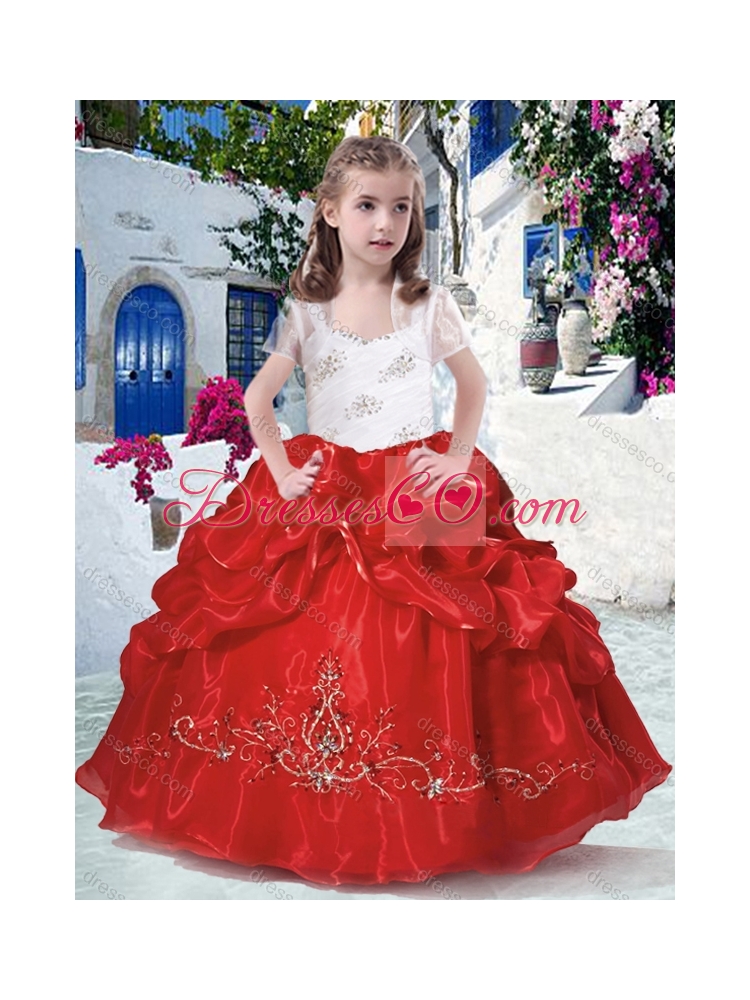 Most Popular Straps Little Girl Pageant Dress with Beading and Bubles