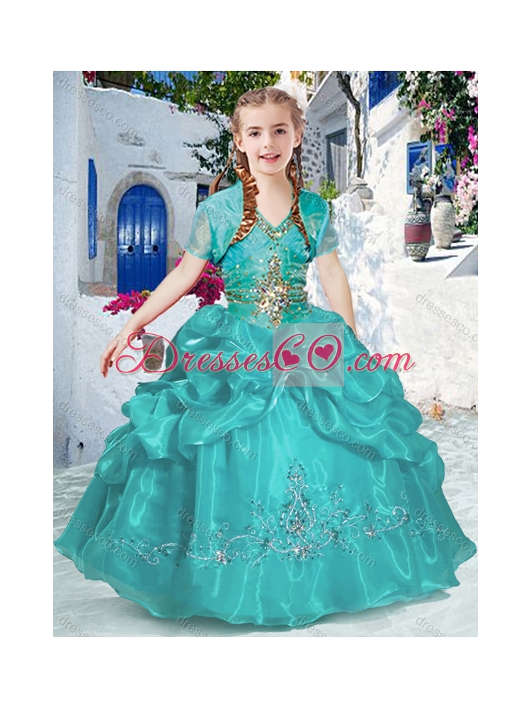 New Style Halter Top Bubles Little Girl Pageant Dress in Turquoise