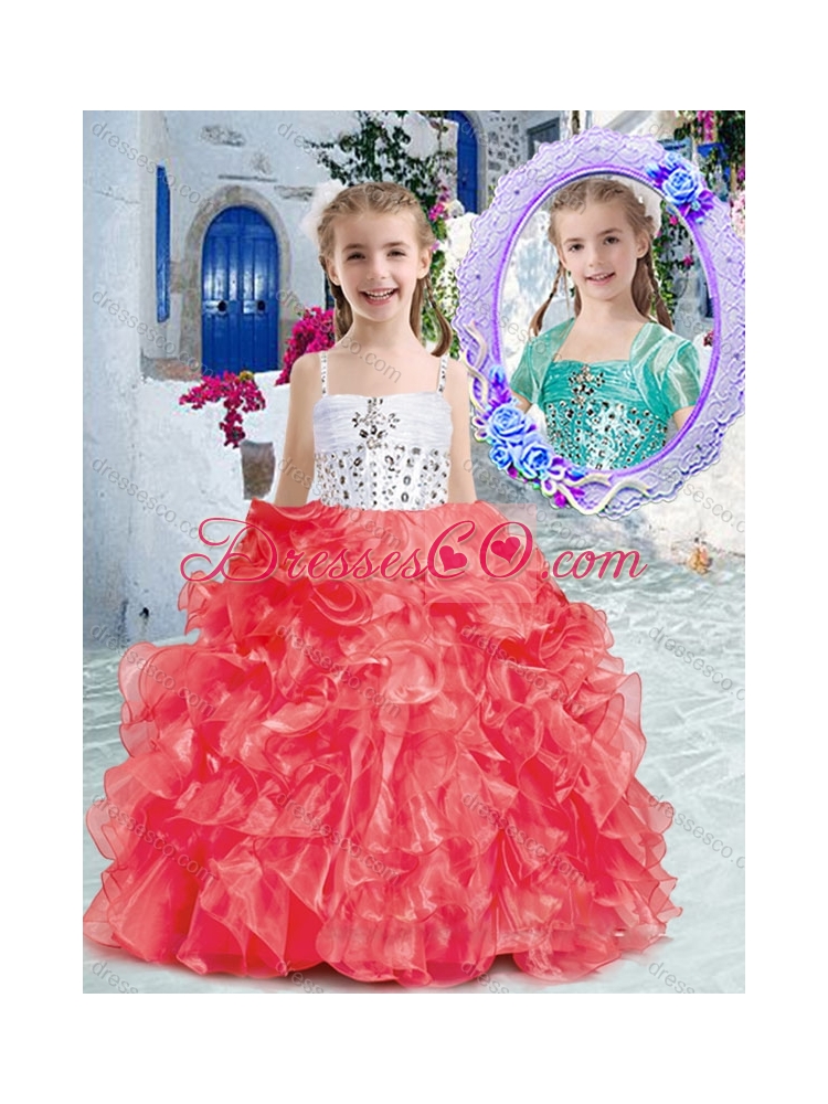 Perfect Spaghetti Straps Little Girl Pageant Dress with Beading and Ruffles
