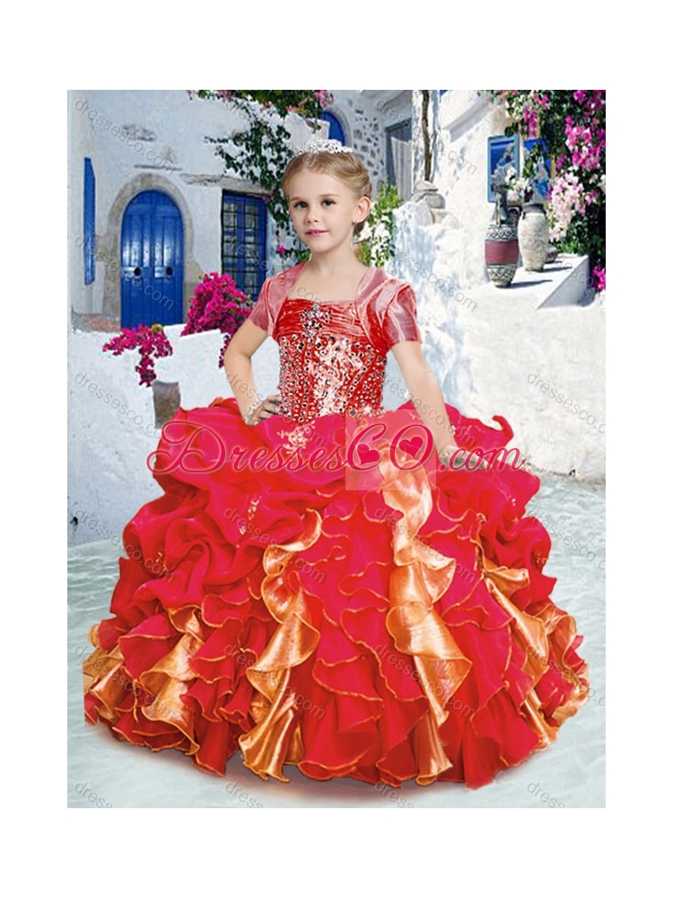 Perfect Ball Gown Girls Party Dress with Beading and Ruffles